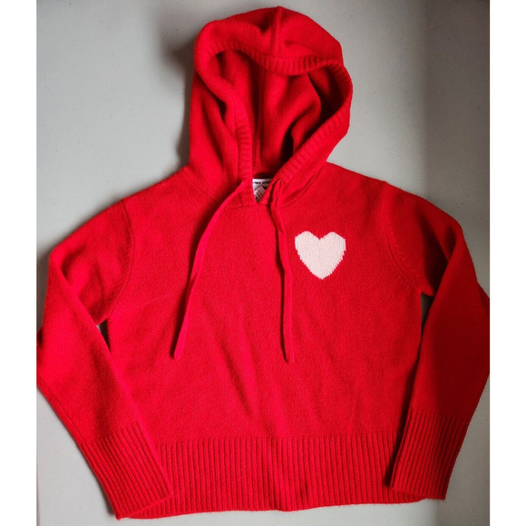 NWT The Cashmere Project Heart 100% Cashmere Pullover Hoodie Sz XS Red #3B501 - Picture 2 of 10